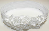 Baptism White Roses Floral Nylon Headband - Accessories by Me