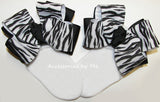 Zebra Black White Bow Socks