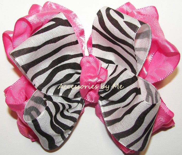Cheer Hair Bow Large with Ponytail Holder Medium Pink 1