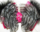 Glitzy Zebra Organza Hot Pink Marabou Hair Bow - Accessories by Me
